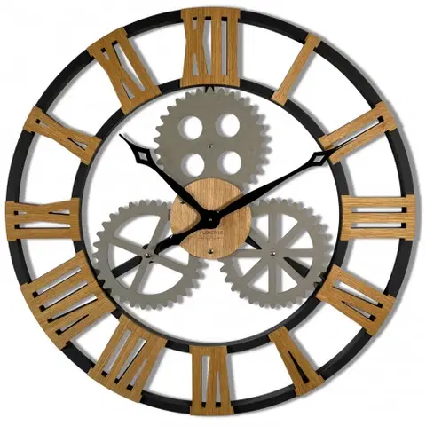 Hodiny Dizajnové nástenné hodiny Industrial z229-11ad 80 cm, čierne