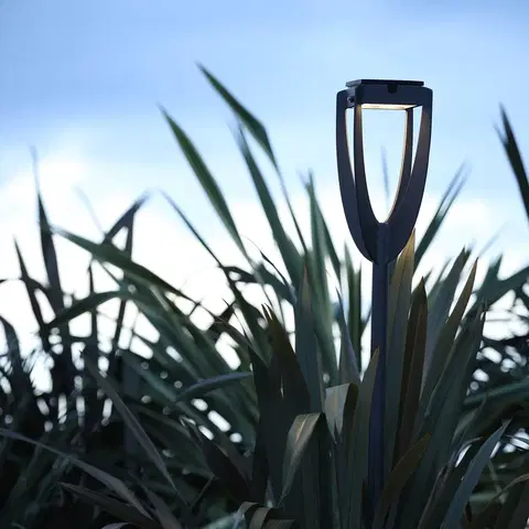 Solárne lampy Les Jardins Solárna LED lampa Tulip s hrotom do zeme, antracit