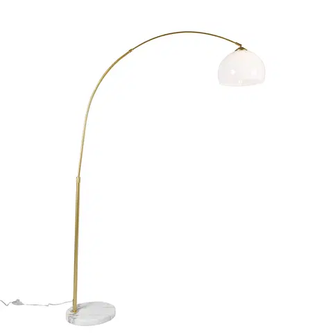 Oblúkové lampy Inteligentná oblúková lampa z mosadze s bielym tienidlom vrátane Wifi A60 - Arc Basic