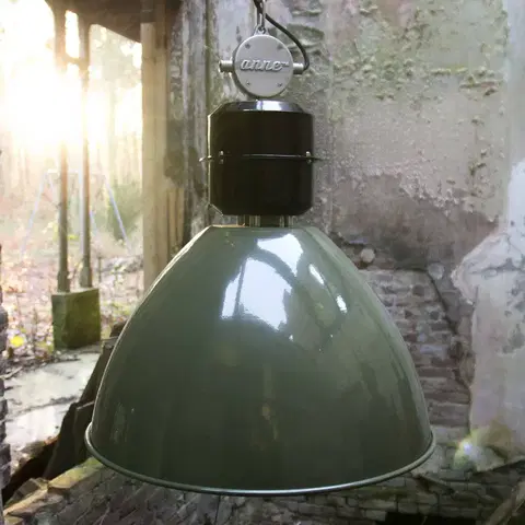 Závesné svietidlá Steinhauer Olive Green závesná lampa Frisk, industriálna