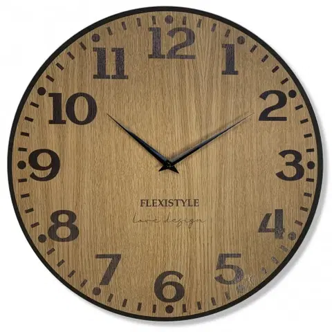 Hodiny Drevené nástenné hodiny Elegante Flex z227-1d-1-x tmavohnedé, 50 cm