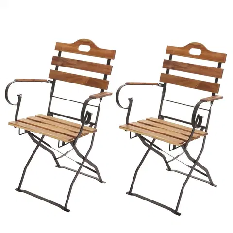 Záhradné kreslá a stoličky Skladacie záhradné stoličky 2 ks Dekorhome Prírodné drevo