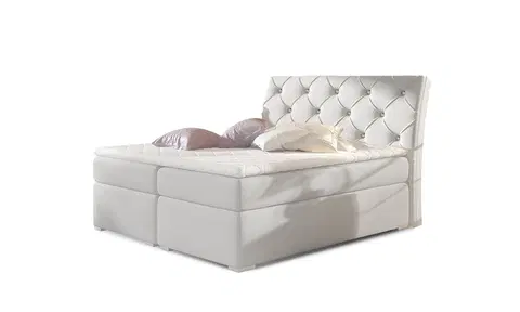 Postele NABBI Beneto 160 čalúnená manželská posteľ s úložným priestorom biela