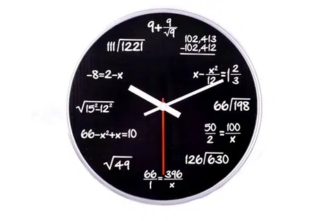 Hodiny Matematické hodiny - čierne, 30cm