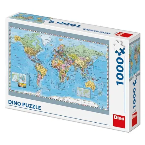 1000 dielikov Dino Toys Puzzle Politická mapa sveta 1000 Dino