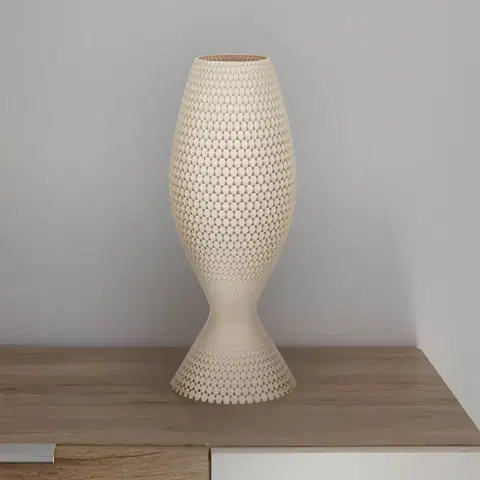 Stolové lampy Tagwerk Diamantová stolová lampa z organického materiálu, ľan, 33 cm