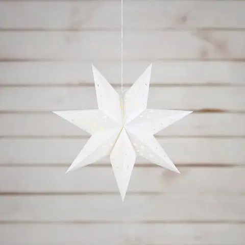Vianočné svetelné hviezdy Markslöjd LED závesná hviezda prázdna batéria, časovač Ø 45cm biela