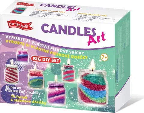Kreatívne a výtvarné hračky FAR FAR LAND - Vyrob si vlastnú sviečku - veľký kreatívny set - 6 dóz, 10 farieb