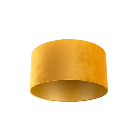 Tienidlo na lampu Velúrové tienidlo žlté 50/50/25 so zlatým interiérom