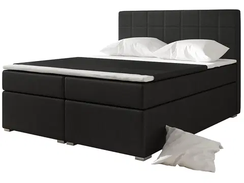 Postele NABBI Anzia 160 čalúnená manželská posteľ s úložným priestorom čierna (Sawana 14)