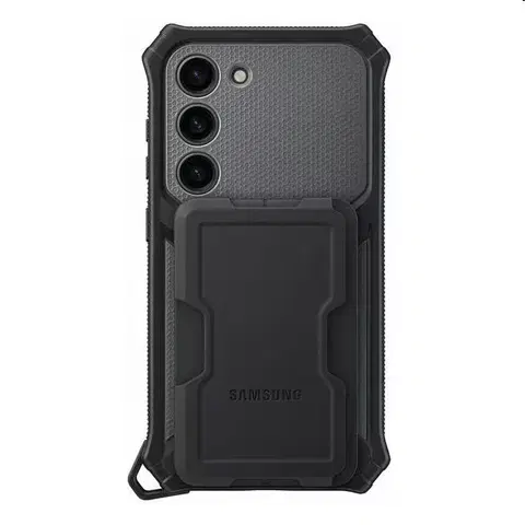 Puzdrá na mobilné telefóny Zadný kryt Rugged Gadget pre Samsung Galaxy S23, titan (s odnímateľným úchytom) EF-RS911CBEGWW