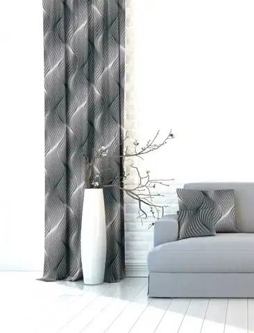 Závesy Záves dekoračný alebo látka, OXY Waves, sivý, 150 cm 150 cm