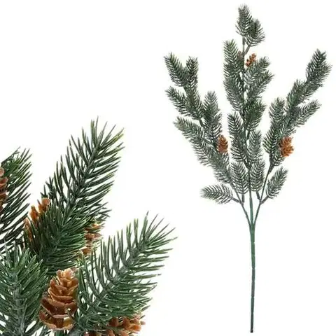 Vianočné dekorácie Umelá vetvička s ihličím a šiškami, 56 cm
