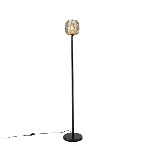 Stojace lampy Dizajnová stojaca lampa čierna so zlatou 20 cm - Sarella