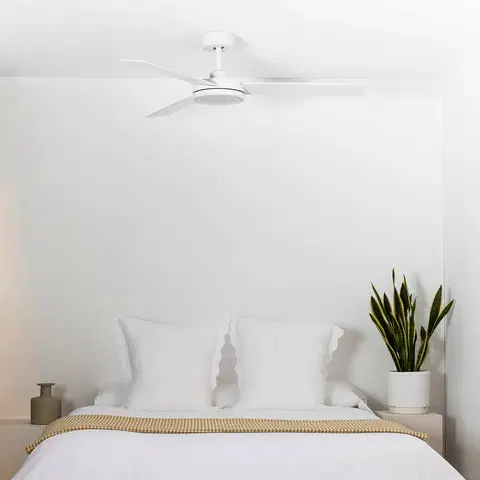 Stropné ventilátory so svetlom FARO BARCELONA Stropný LED ventilátor Barth so svetlom, biela