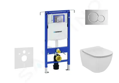 Záchody GEBERIT - Duofix Modul na závesné WC s tlačidlom Sigma01, lesklý chróm + Ideal Standard Tesi - WC a doska, Aquablade, SoftClose 111.355.00.5 NU2
