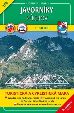 Turistika, skaly Javorníky - Púchov - TM 108 - 1:50 000, 5. vydanie