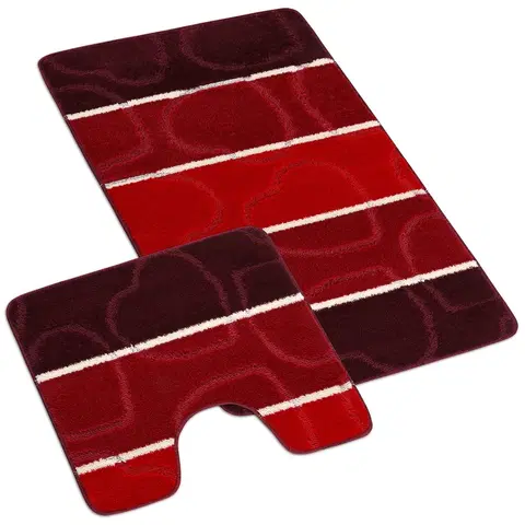 Koberce a koberčeky Bellatex Sada kúpeľňových predložiek Avangard Srdce červená, 60 x 100 cm, 60 x 50 cm