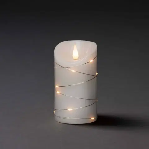 LED sviečky Konstsmide Christmas Vosková LED sviečka biela, teplá biela, Ø 7,5cm