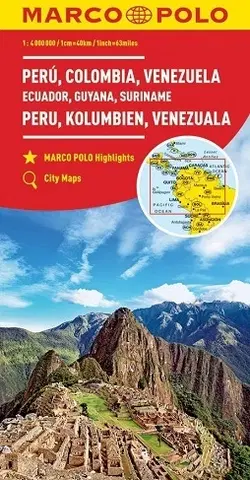 Amerika Peru, Kolumbie, Venezuela, Ecuador - mapa 1:4 mil.