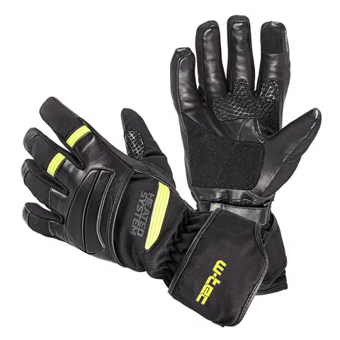 Zimné rukavice Vyhrievané moto a lyžiarske rukavice W-TEC HEATride čierna-fluo zelená - L