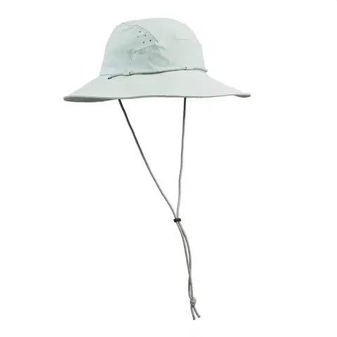 čiapky Dámsky trekingový klobúk MT500 s ochranou proti UV svetlozelený