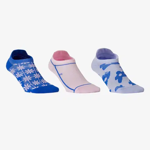 ponožky Ponožky na fitnes a kardio členkové 3 páry modro-ružové s potlačou