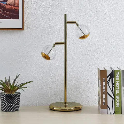 Stolové lampy Lucande Lucande Kilio stolová LED lampa stmievateľná zlatá