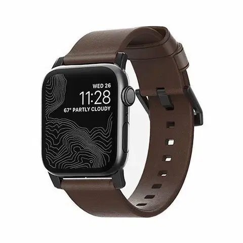 Príslušenstvo k wearables Nomad Leather Strap pre Apple Watch Series 1/2/3/4 42/44 mm, Hnedá/čierna NM1A4RBM00