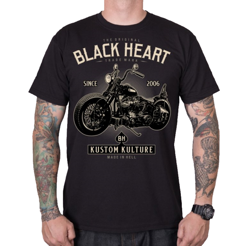Pánske tričká Tričko BLACK HEART Motorcycle čierna - L