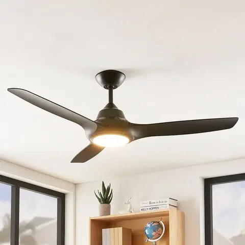 Stropné ventilátory so svetlom Starluna Starluna Aila LED ventilátor, 3 lopatky, čierna