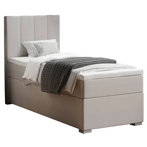 Postele Boxspringová posteľ, jednolôžko, taupe, 80x200, ľavá, BRED