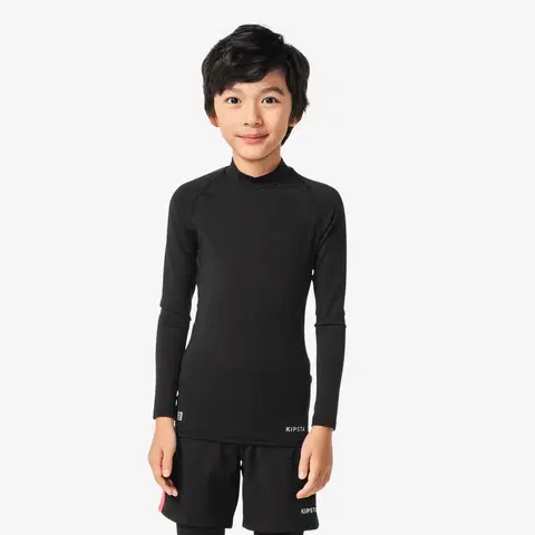 nordic walking Detské spodné tričko na futbal Keepcomfort 100 s dlhými rukávmi čierne