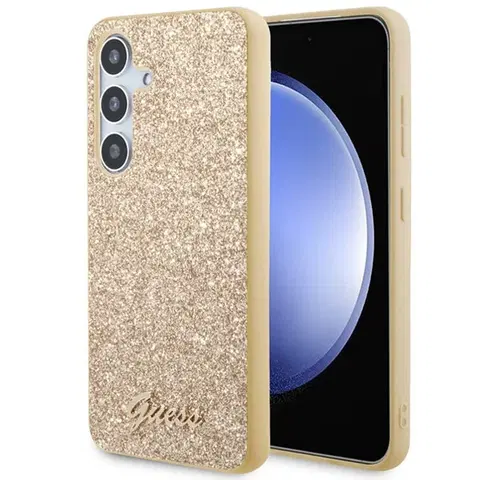 Puzdrá na mobilné telefóny Zadný kryt Guess Glitter Flakes pre Samsung Galaxy S24, zlatá 57983119494