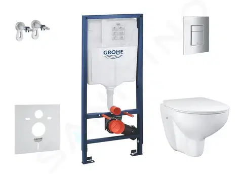 Kúpeľňa GROHE - Solido Set predstenovej inštalácie, klozetu a Slim dosky Bau Ceramic, softclose, tlačidlo Even, chróm SANI15BB1101