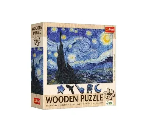 200 dielikov Trefl Drevené puzzle Vincent van Gogh: Hviezdna noc 200 Art Collection Trefl