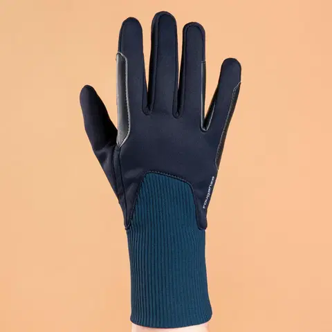 rukavice Detské hrejivé jazdecké rukavice 140 Warm tmavomodré