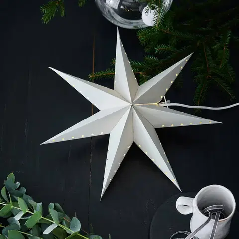 Vianočné svetelné hviezdy Markslöjd Dekoračná hviezda Lively, visiaca, sivá, Ø 45 cm
