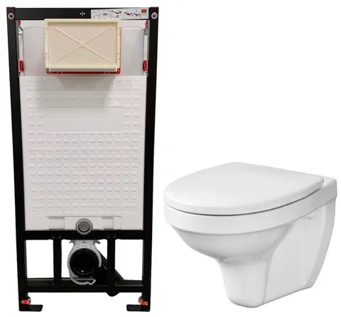 Záchody DEANTE Podstavný rám, pre závesné WC misy bez tlačidla + WC CERSANIT DELFI + SEDADLO CST_WC01 X DE1