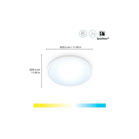 SmartHome stropné svietidlá WiZ WiZ SuperSlim stropné LED svetlo CCT Ø 29 cm biela