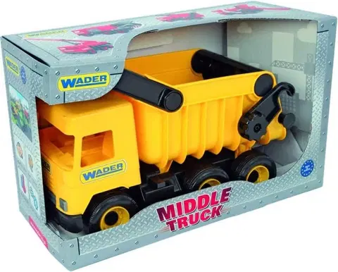 Hračky - dopravné stroje a traktory WADER - Middle Truck vyklápačka žltá v boxe 32121
