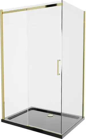 Vane MEXEN/S - Omega sprchovací kút 120x80 cm, transparent, zlatá + čierna vanička so sifónom 825-120-080-50-00-4070G