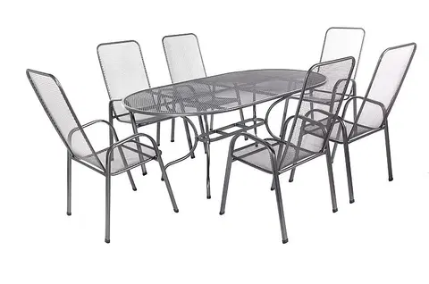 Kovové záhradné jedálenské zostavy DEOKORK Záhradná kovová zostava OLIVIE 1+6 Stôl oválný 160x95 cm