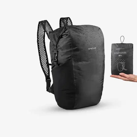 batohy Skladný a nepremokavý cestovný batoh Travel 20 litrov čierny
