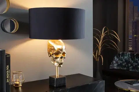 Stolné lampy LuxD 26679 Dizajnová stolová lampa Madigan 56 cm čierno-zlatá