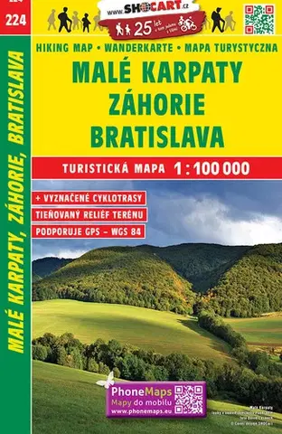 Turistika, skaly Malé Karpaty, Záhorie, Bratislava 1:100 000