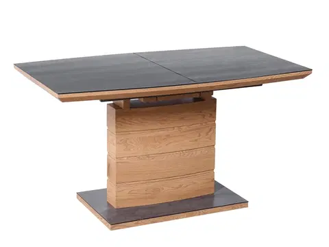 Jedálenské stoly HALMAR Concord rozkladací jedálenský stôl tmavosivá / dub zlatý