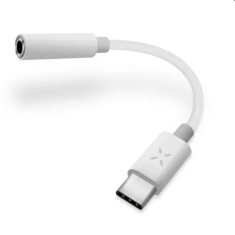 USB káble FIXED LINK Redukcia pre pripojenie slúchadiel z USB-C na 3,5 mm jack s DAC chipom, biely FIXL-CJD-WH