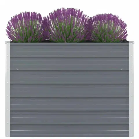 Kvetináče a truhlíky Vyvýšený záhradný truhlík 100 x 100 x 77 cm pozinkovaná oceľ Sivá