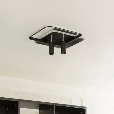 Stropné svietidlá Lucande Lucande Tival LED stropné svietidlo hranaté, 43 cm, čierne
